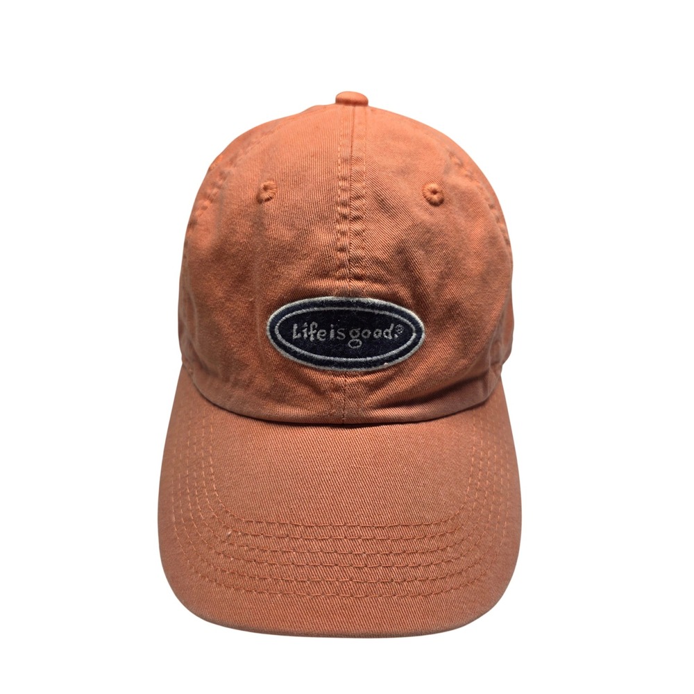 Life is Good Orange Cotton Baseball Cap Adjustable Dad Hat Logo Patch OS